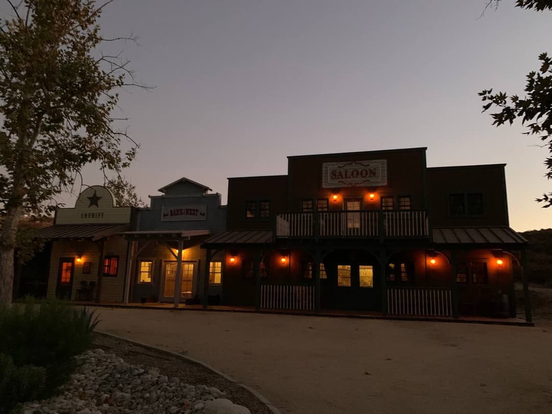 Western Town front at night.